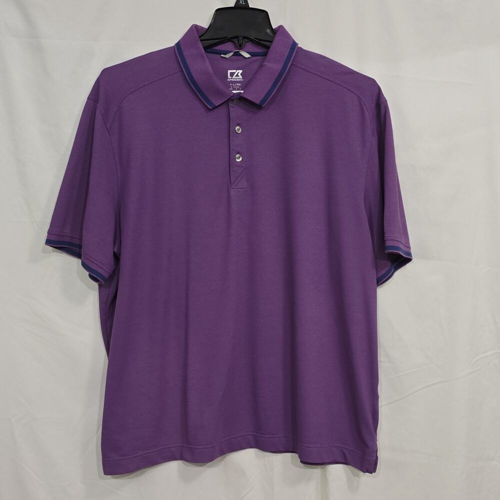Cutter & Buck Dry Tec Mens XXL Purple Short Sleeve Stretch Knit Polo Shirt Logo